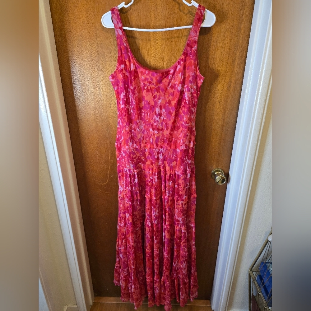 Jones New York Tiered Floral Pink Sleeveless Dress NWOT